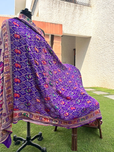 Devgarh Purple Shikar Bandhani Dupatta