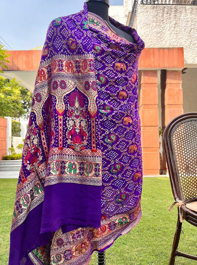 Devgarh Purple Shikar Bandhani Dupatta