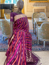 Swirling Merlot Purple Organza Saree