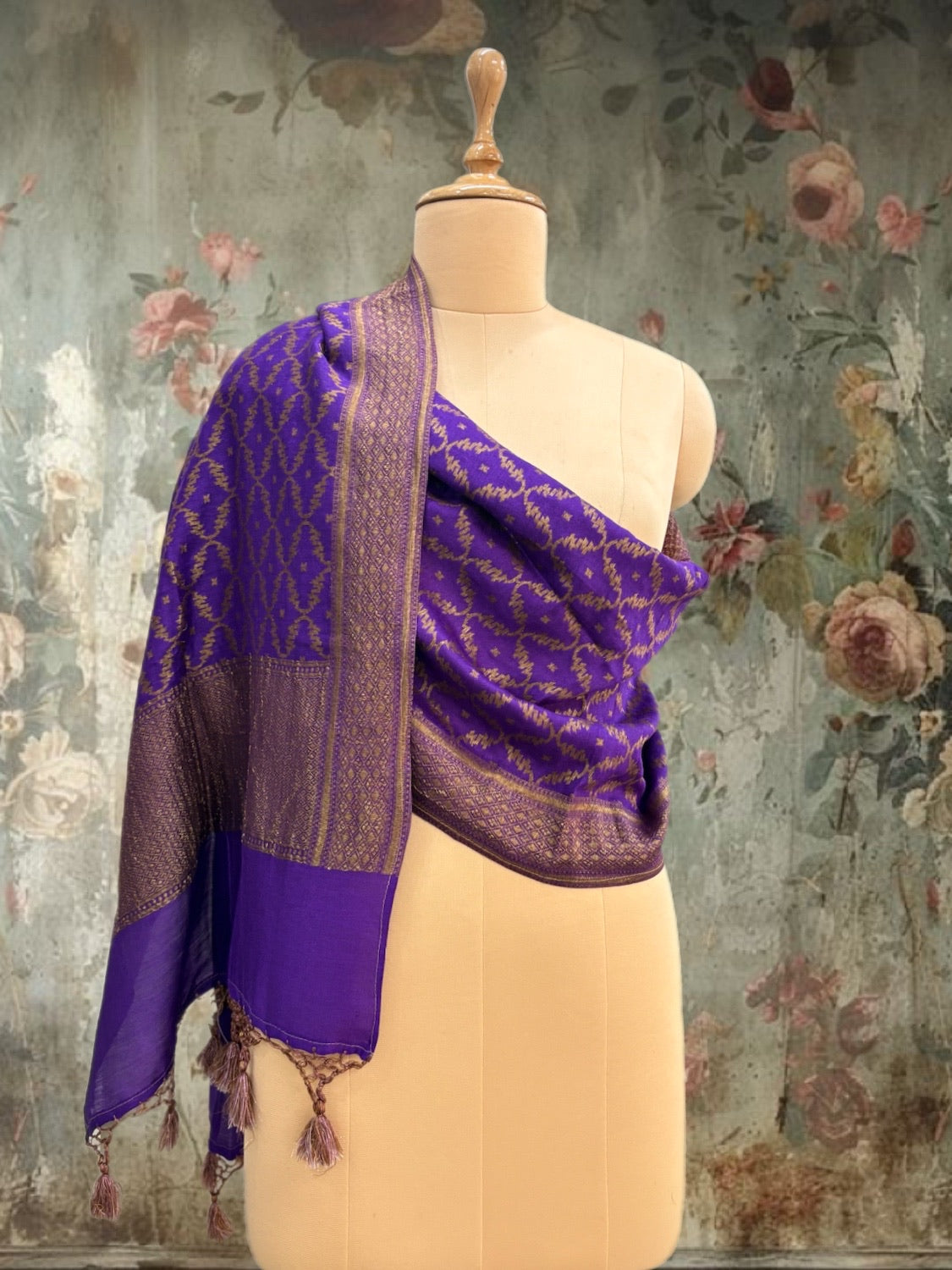 Zandra Purple Matka Georgette Stole Dupatta