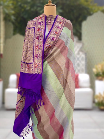 Panorama Multicolour Tissue Saree