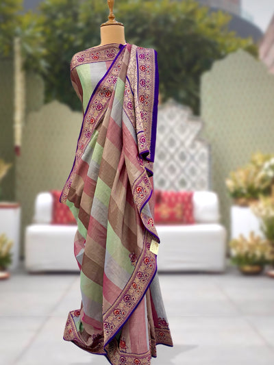 Panorama Multicolour Tissue Saree