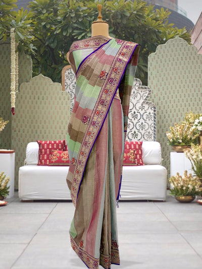 Panorama Multicolour Tissue Saree