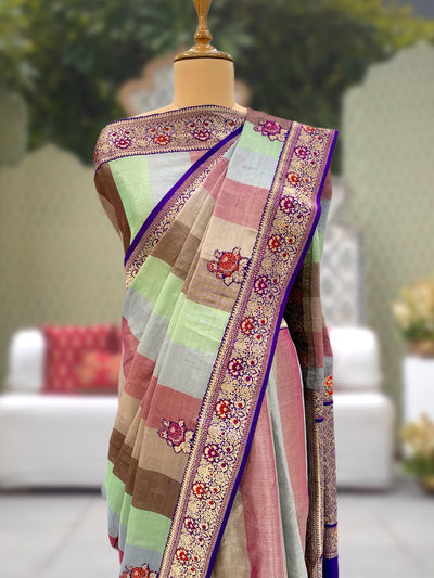 Panorama Multicolour Tissue Saree