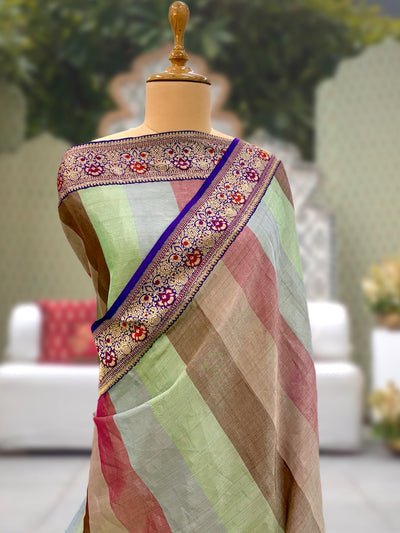 Panorama Multicolour Tissue Saree
