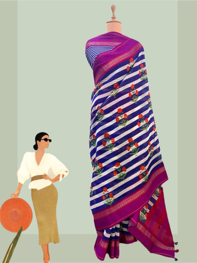 Sombrero Purple Printed Cotton Saree