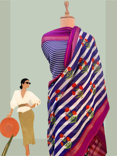 Sombrero Purple Printed Cotton Saree