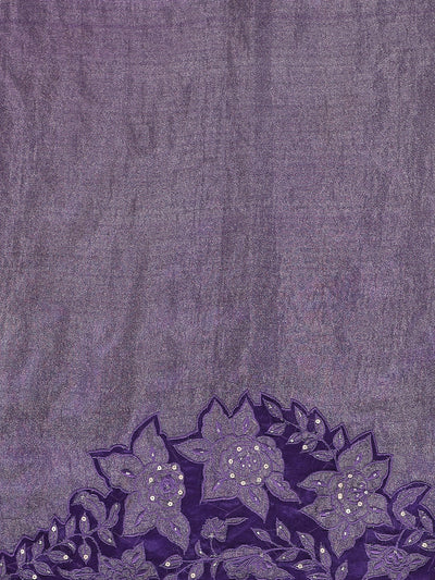 St. Tropez Purple Tissue Cutwork Saree