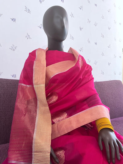 Urvashi Rani Pink Cotton Chanderi Saree