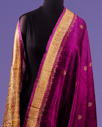 Zainab Purple Gold Raw Silk Saree