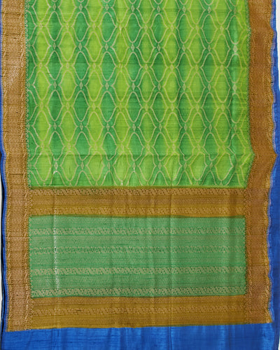Jharokha Green Raw Silk Saree