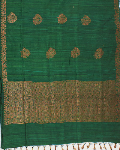Alpine Green Raw Silk Saree