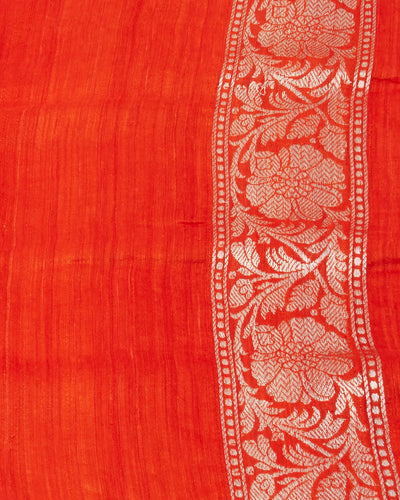 Bandanwar Orange Tussar Silk Saree