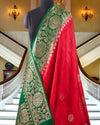 Chitradurga Red & Green Tussar Silk Saree