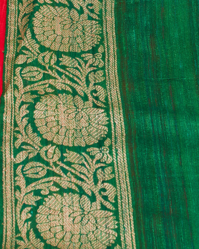 Chitradurga Red & Green Tussar Silk Saree