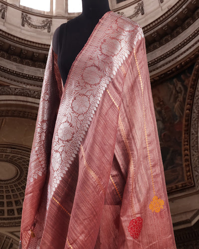 Toran blush peach Tussar Silk Saree