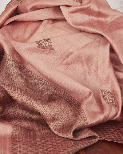Cosmopolitan Peach Raw Silk Tussar Saree
