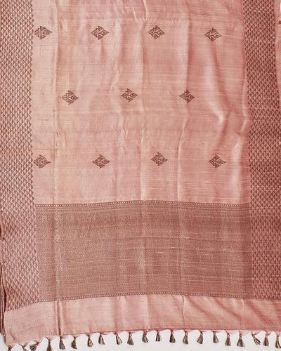 Cosmopolitan Peach Raw Silk Tussar Saree