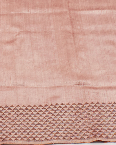 Cosmopolitan Peach Raw Silk Tussar Saree