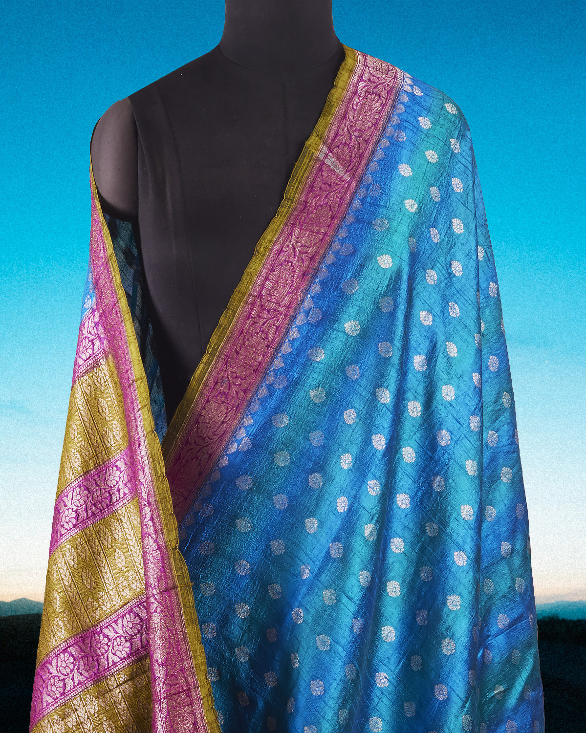 Narayanhiti Blue Raw Silk Saree