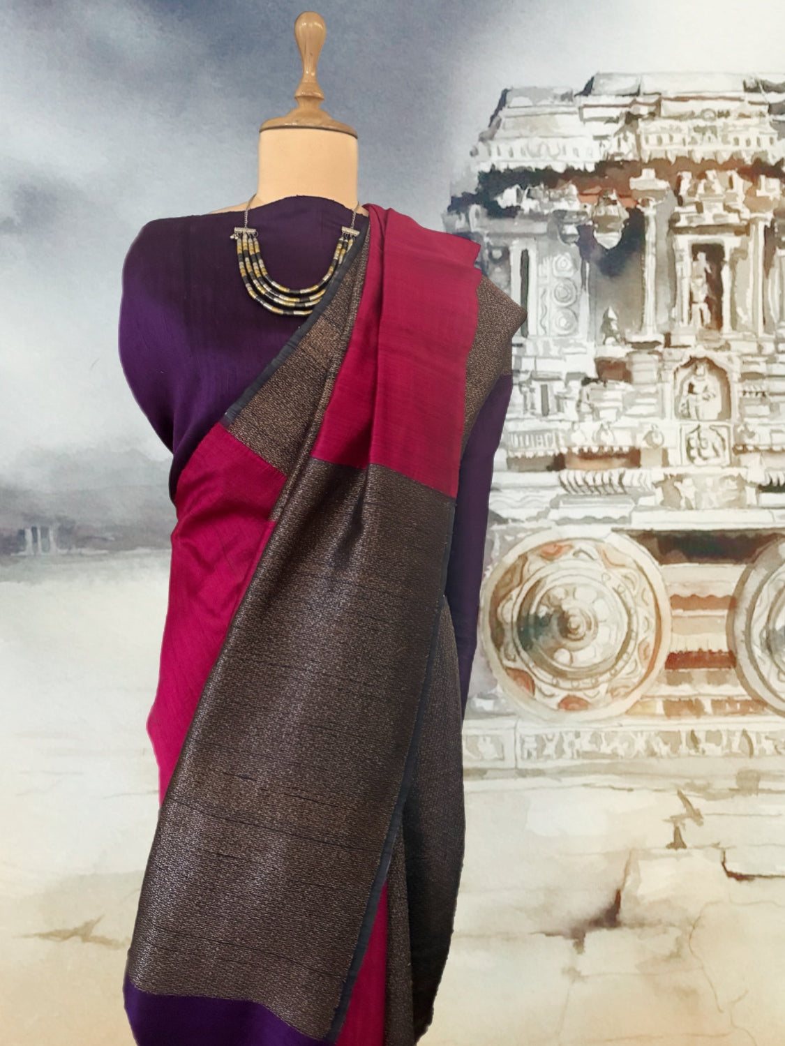 Konark Purple Raw Silk Saree