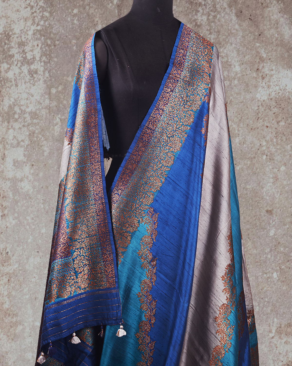 Nalanda Blue Raw Silk Saree