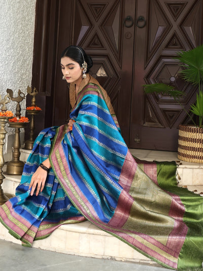 Narayanhiti Blue Raw Silk Saree