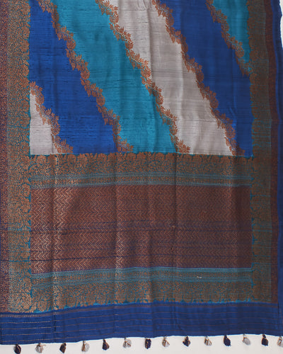 Nalanda Blue Raw Silk Saree