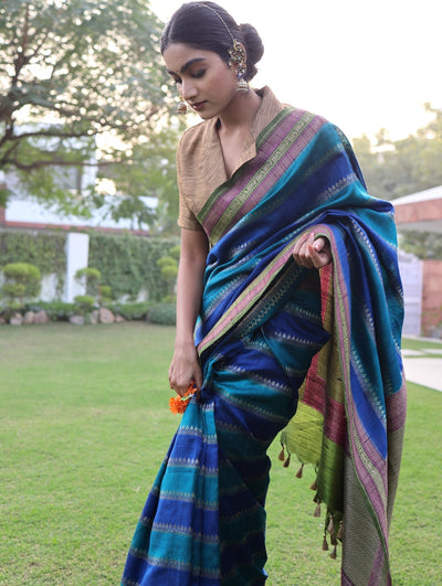 Narayanhiti Blue Raw Silk Saree
