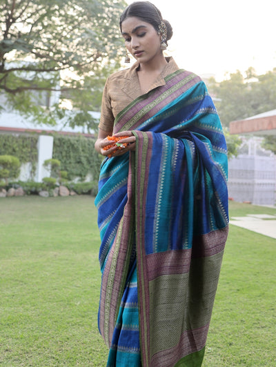 Narayanhiti Blue Raw Silk Saree
