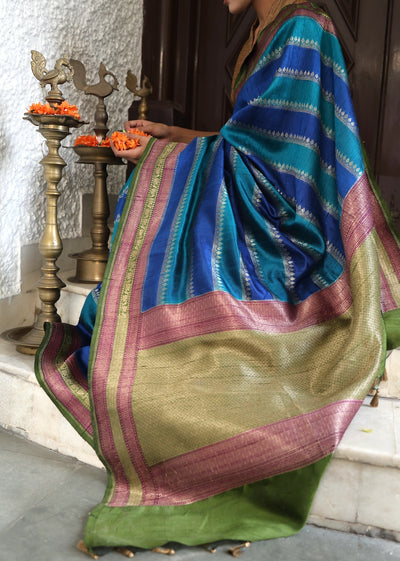 Narayanhiti Blue Raw Silk Saree