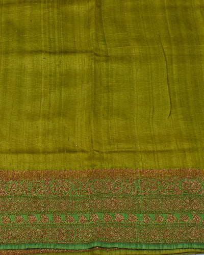 Takshila Green Raw Silk Saree