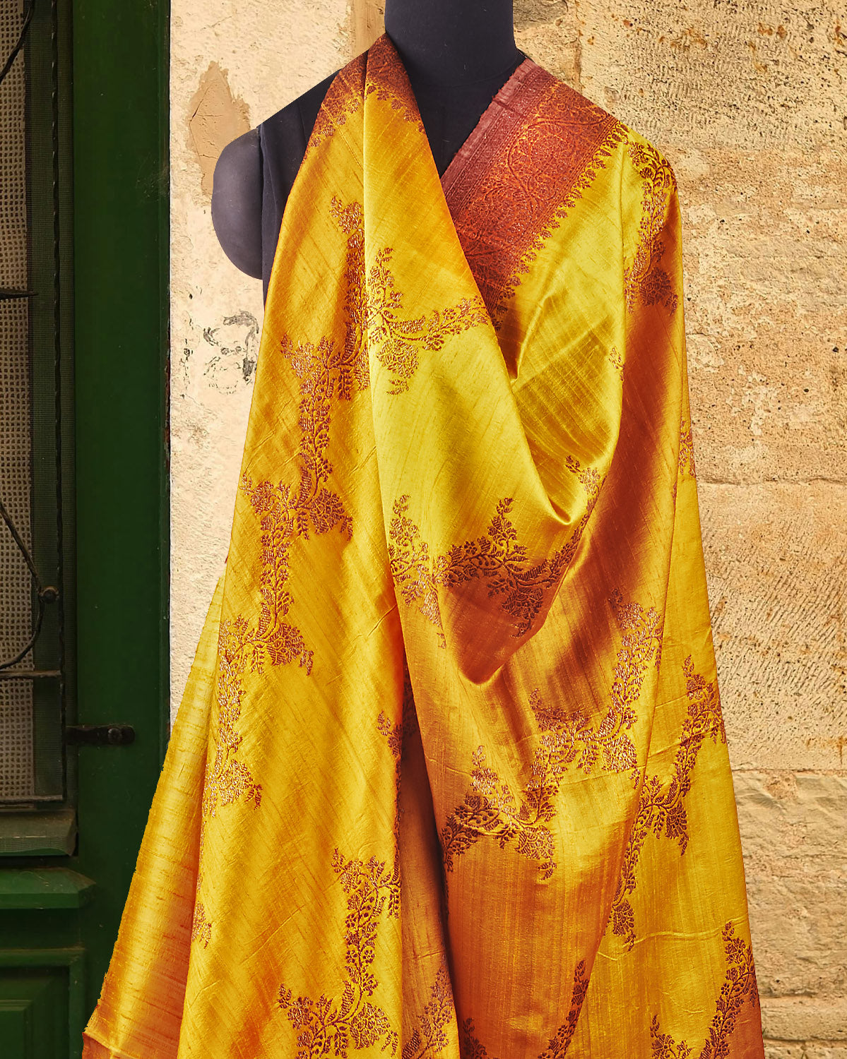 Somapura Yellow Raw Silk Saree