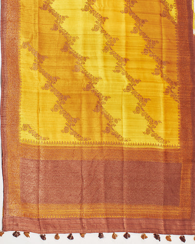 Somapura Yellow Raw Silk Saree