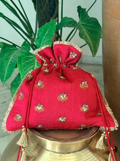 Hibiscus Red Matka Georgette Potli