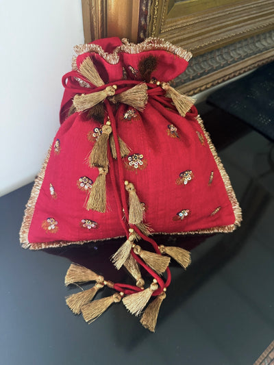 Hibiscus Red Matka Georgette Potli