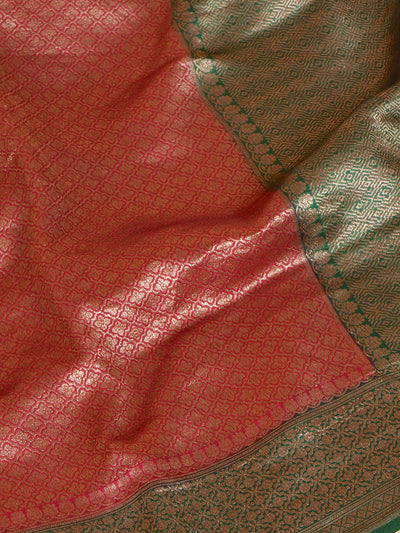 Flaming Forest Red Brocade Silk Sari