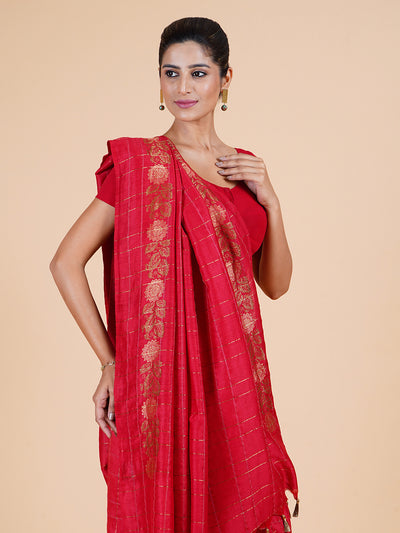 Komolika Red Matka Georgette Saree