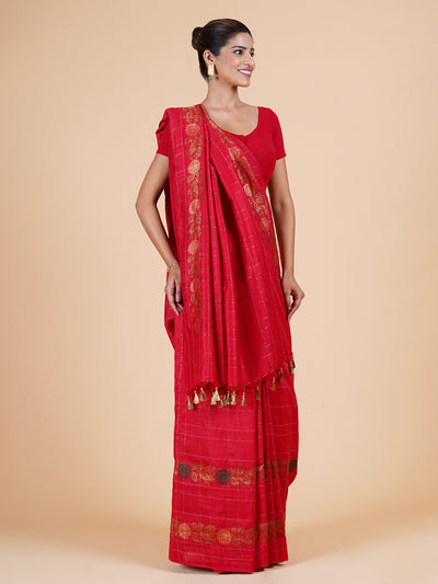 Komolika Red Matka Georgette Saree