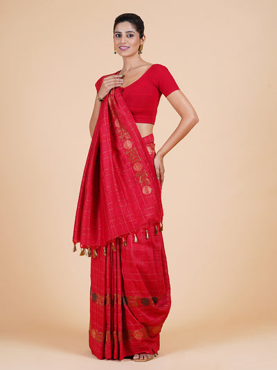 Komolika Red Matka Georgette Saree
