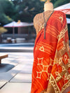 Dilwara Red Cotton Daboo Batik Saree