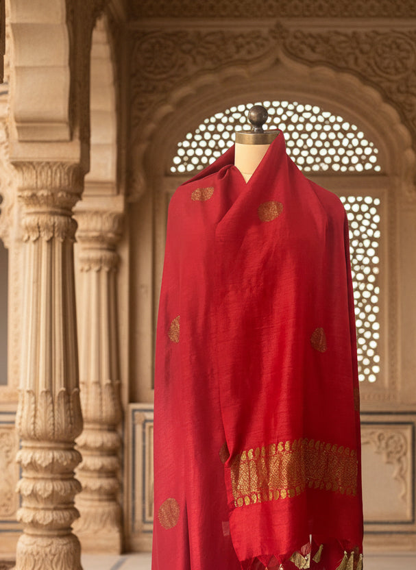 Jodha Red Matka Georgette Dupatta