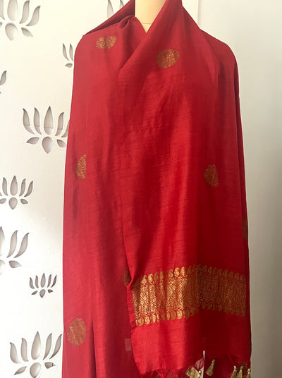 Balucha Red Matka Georgette Dupatta