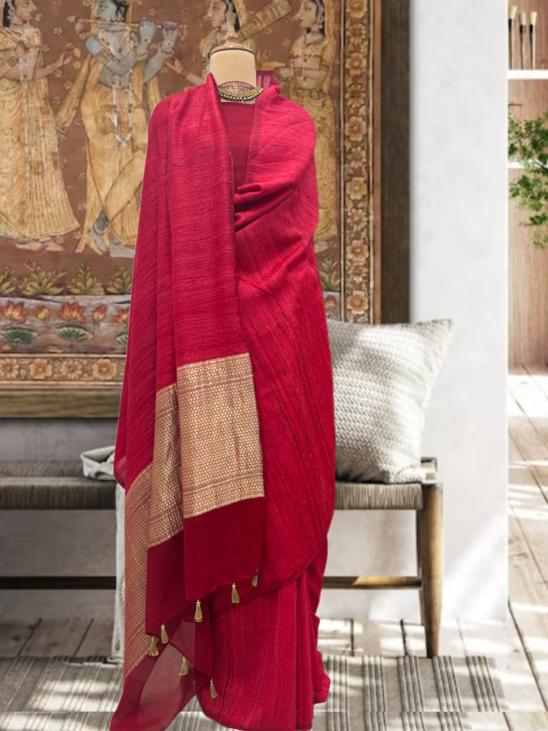 Parizaad Red Khaddi Georgette Sari