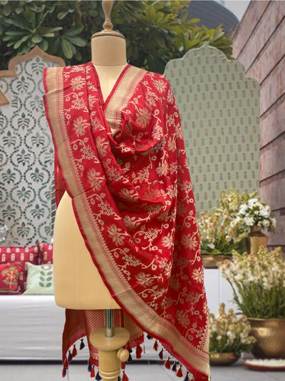 Ambika Red Silk Dupatta
