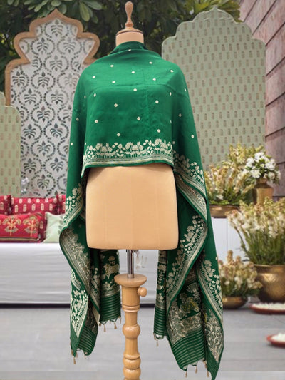 Nandikeshwara Green Silk Dupatta