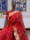 Smeared Vermillion Red Organza Saree