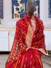 Smeared Vermillion Red Organza Saree