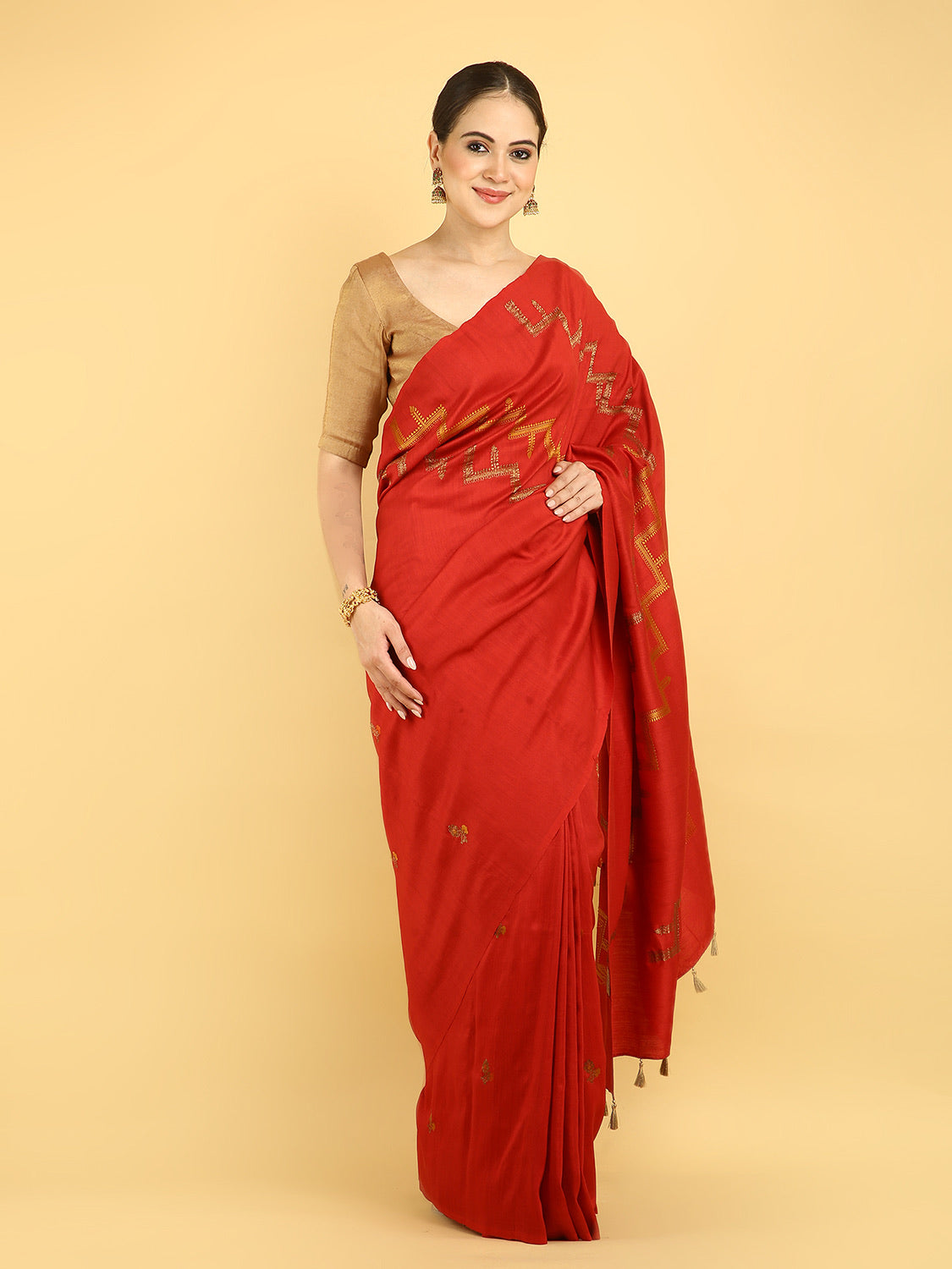Malawi Red Matka Georgette Sari