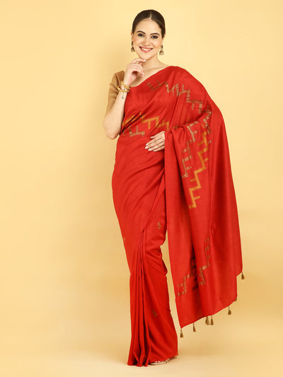 Malawi Red Matka Georgette Sari